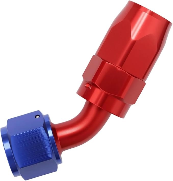 10AN 45 grados codo manguera extremo montaje giratorio aluminio azul/rojo