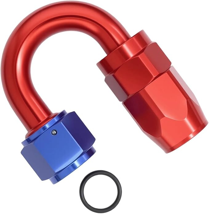 10AN 180 grados codo manguera extremo montaje giratorio aluminio azul/rojo