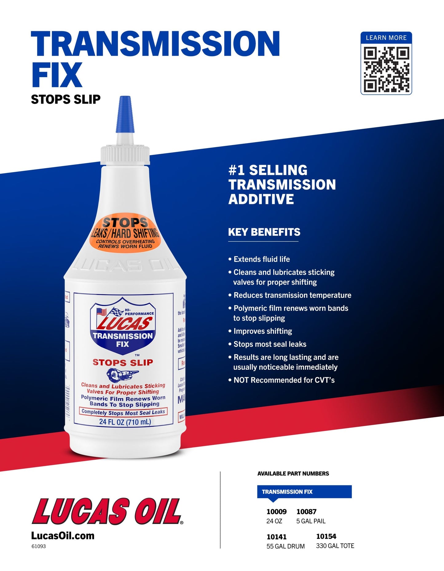 LUCAS OIL TRANSMISSION FIX STOP SLIP 24FL OZ 710ML