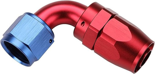 10AN 90 grados codo manguera extremo montaje giratorio aluminio azul/rojo