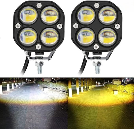 Luces LED antiniebla de conducción, luces antiniebla ámbar/amarillo blanco de doble color, 2 unidades de 40 W 3 pulgadas, luces LED de conducción todoterreno, luces auxiliares de trabajo 2PACK