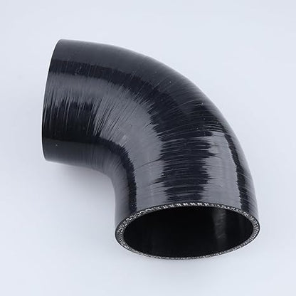 Acoplador de codo de 90 grados de 4 pulgadas (4.016 in), manguera de silicona pura universal automotriz/tubería de admisión, longitud de la pierna 3.5 pulgadas (3.543 in), grosor de pared 0.2 pulgadas (0.197 in), negro