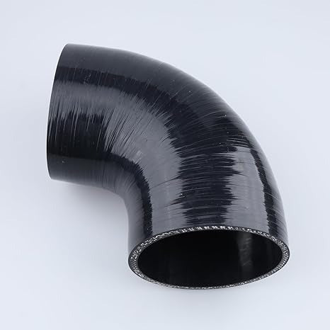 Acoplador de codo de 90 grados de 4 pulgadas (4.016 in), manguera de silicona pura universal automotriz/tubería de admisión, longitud de la pierna 3.5 pulgadas (3.543 in), grosor de pared 0.2 pulgadas (0.197 in), negro