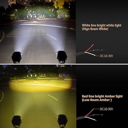 LED Driving Fog Lights Double Color Amber/Yellow+White 2Pcs 3Inch 40W Super Bright LED Pod Lights