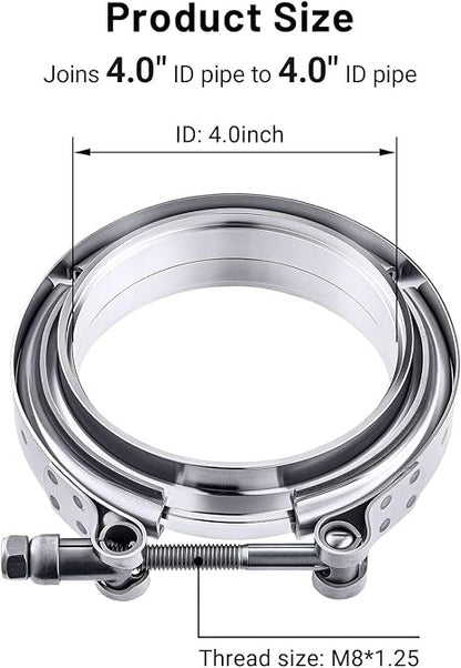ABRAZADERAS TIPO V-BAND CON FLANGE HEMBRA Y MACHO ACERO INOXIDABLE(ver tamaños disponibles)