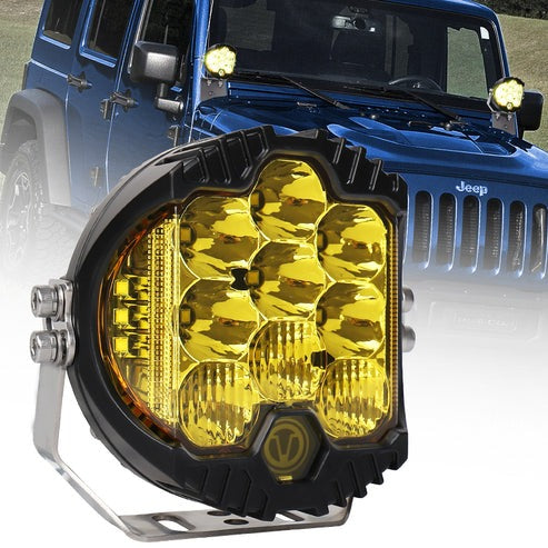 OVOVS 5 Inch Yellow Lens Round LED Offroad Lights Amber DRL White Spotlight