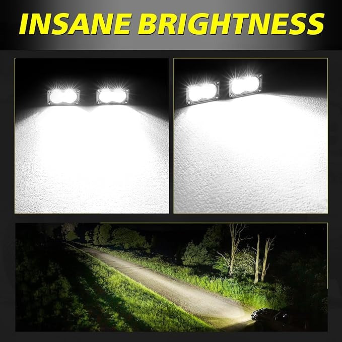 LED Pods Yellow 3 Inch 40W LED INTERCHANGEABLE BEAM SPOT FLOOD AND COMBO(3 LENS INCLUDED) Lights (PACK OF 2)
