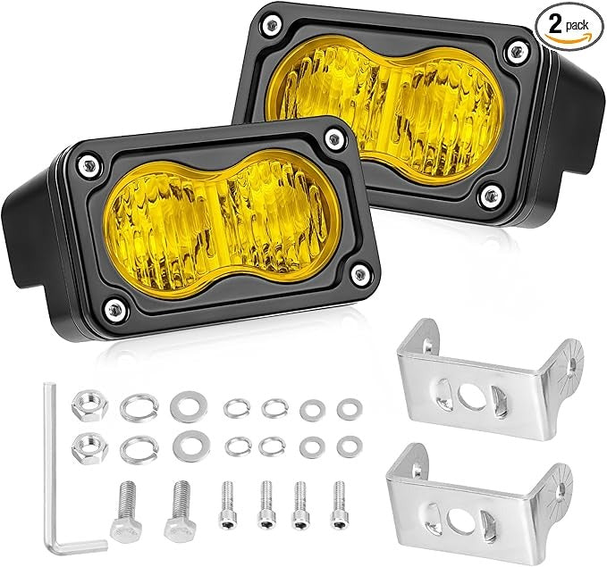 LED Pods Yellow 3 Inch 40W LED INTERCHANGEABLE BEAM SPOT FLOOD AND COMBO(3 LENS INCLUDED) Lights (PACK OF 2)