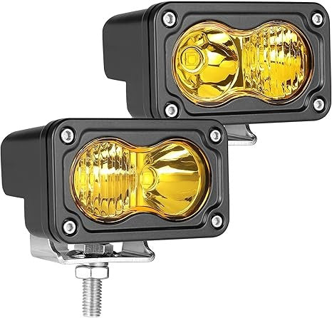 LED Pods Yellow 3 Inch 40W LED INTERCHANGEABLE BEAM SPOT FLOOD AND COMBO(3 LENS INCLUDED) Lights (PACK OF 2)