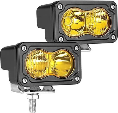 LED Pods Yellow 3 Inch 40W LED INTERCHANGEABLE BEAM SPOT FLOOD AND COMBO(3 LENS INCLUDED) Lights (PACK OF 2)