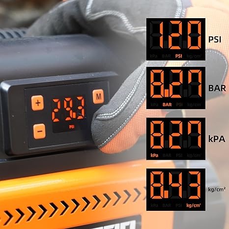 ALL-TOP Digital Compressor Double Motor with Preset/ Compresor de aire de 12 V con panel de control LCD a presión objetivo preestablecida, inflador de bomba de aire 150PSI 12.35CFM para Overland