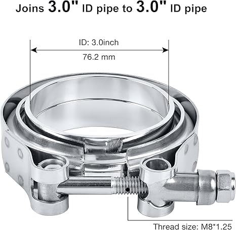 ABRAZADERAS TIPO V-BAND CON FLANGE HEMBRA Y MACHO ACERO INOXIDABLE(ver tamaños disponibles)