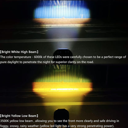 LED Driving Fog Lights Double Color Amber/Yellow+White 2Pcs 3Inch 40W Super Bright LED Pod Lights
