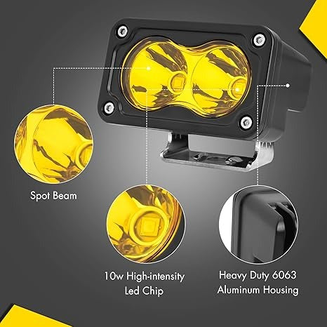 LED Pods Yellow 3 Inch 40W LED INTERCHANGEABLE BEAM SPOT FLOOD AND COMBO(3 LENS INCLUDED) Lights (PACK OF 2)