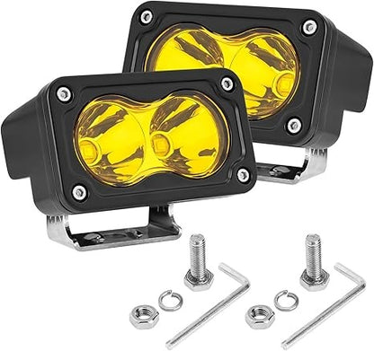 LED Pods Yellow 3 Inch 40W LED INTERCHANGEABLE BEAM SPOT FLOOD AND COMBO(3 LENS INCLUDED) Lights (PACK OF 2)