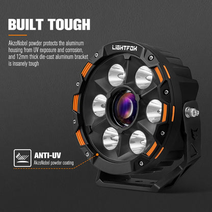 LIGHTFOX Pair 7inch Osram Laser LED Driving Lights 1Lux @ 2,226m 11,285Lumens