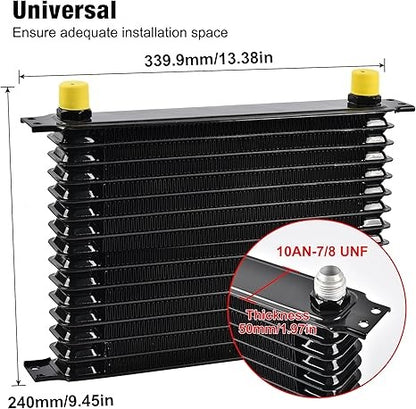Kit de enfriador de aceite, enfriador de motor de transmisión 10AN radiador japonés universal de aluminio negro(ver tamaños disponibles)