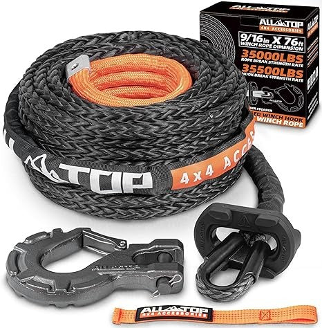 ALL-TOP Cuerda de cabrestante sintético con gancho(ver tamaños disponibles)