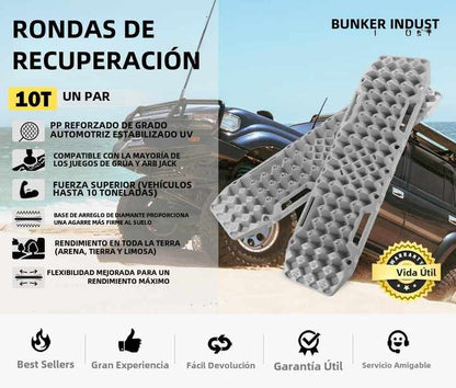 BUNKER INDUST SAND SNOW MUD TRAX 4WD 10T RECOVERY TRACKS GREY (1PAR)