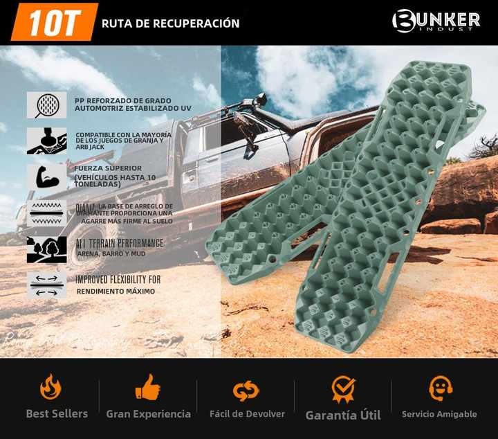 BUNKER INDUST SAND SNOW MUD TRAX 4WD 10T RECOVERY TRACKS GREEN (1PAR)