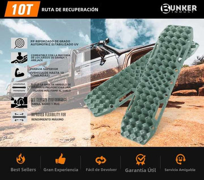 BUNKER INDUST SAND SNOW MUD TRAX 4WD 10T RECOVERY TRACKS GREEN (1PAR)