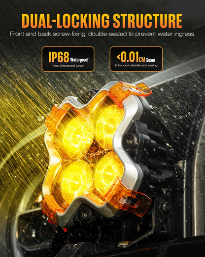 NOVSIGHT HALO Series 6" SPOT BEAM LED Pod Lights with DRL 60W Twin Light Kit System Pair