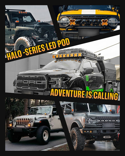 NOVSIGHT HALO Series 6" SPOT BEAM LED Pod Lights with DRL 60W Twin Light Kit System Pair