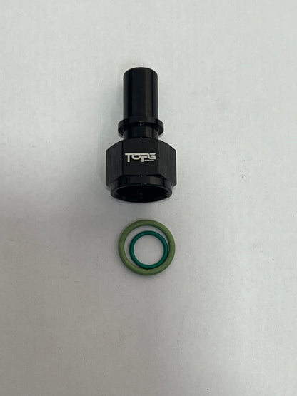 ORB &  BOSCH STYLE 044 FUEL PUMP FITTING, . 6061-T6 BILLET ALUMINUM, BLACK ANODIZED BODY.