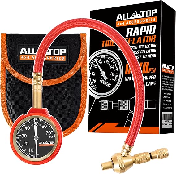 ALL-TOP KIT DE DESINFLADOR RAPIDO MEDIDOR DE NEUMATICOS ANALOGO
