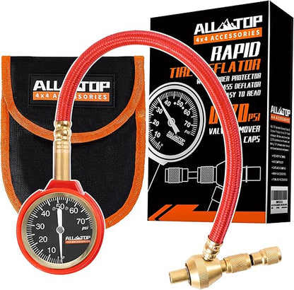 ALL-TOP KIT DE DESINFLADOR RAPIDO MEDIDOR DE NEUMATICOS ANALOGO