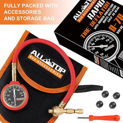 ALL-TOP KIT DE DESINFLADOR RAPIDO MEDIDOR DE NEUMATICOS ANALOGO