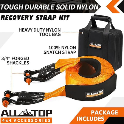 ALL-TOP KIT DE RECUPERACION ESLINGA + 2 GRILLETES + BOLSO 46,500 LIBRAS (ver tamaños disponibles)