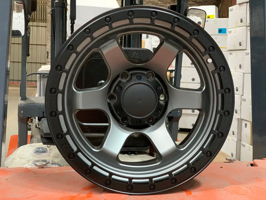 RINES 17" OFFROAD 6X139.7 GUN METAL MACHINE FACE BLACK LIP (JUEGO DE 4 UNIDADES)