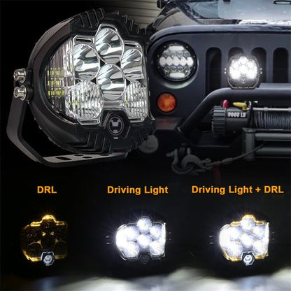 OVOVS Waterproof 5 Inch Led Work Light Pod With Amber Back Light DRL