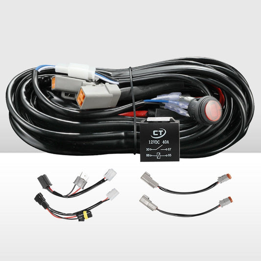 LIGHTFOX 2 Way Dual Connector Plug & Play Smart Harness High Beam Driving Wiring kit