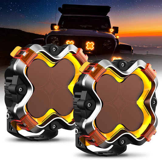 NOVSIGHT HALO Series 6" SPOT+FLOOD Combined Beam LED Pod Lights with DRL 60W Twin Light Kit System Pair