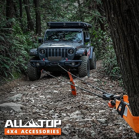 ALL-TOP Synthetic Winch Rope w/Hook & Isolator, 9/16in x 76ft, 35000Lbs UHMWPE Cable Replace Kit, Forged Hook & Rubber Stopper & Safety Pull Strap