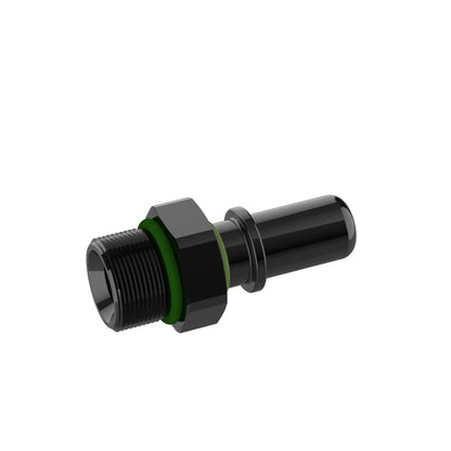 ORB &  BOSCH STYLE 044 FUEL PUMP FITTING, . 6061-T6 BILLET ALUMINUM, BLACK ANODIZED BODY.